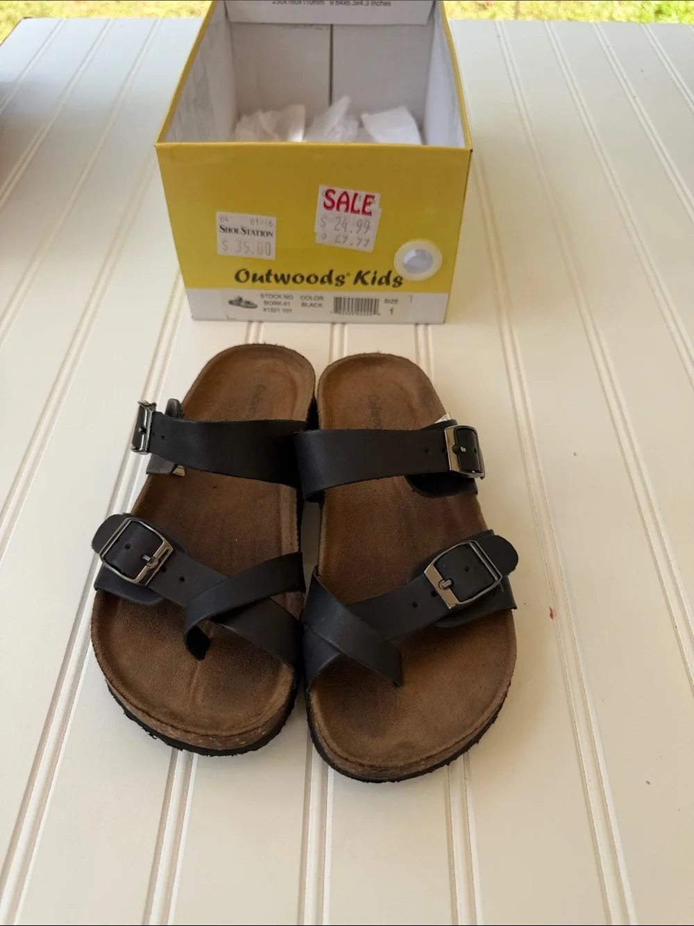 Outwoods Black Double Buckle Cross-Strap Sandals for Kids